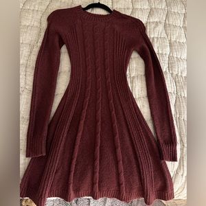 Flare winter sweater dress burgundy color! Like new!